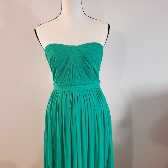 David's Bridal forest green long multi use straps bridesmaid dress - Picture 2 of 9